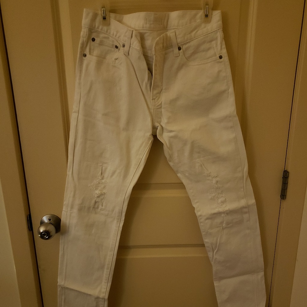 White Ripped slim fit jeans